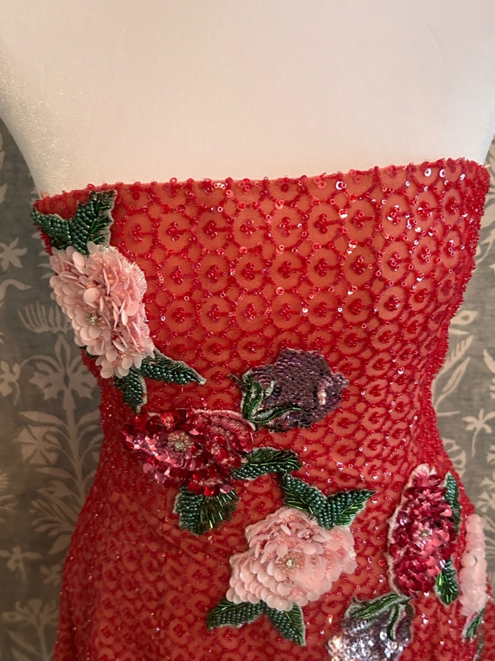 HELSI Frida Strapless Beaded Floral Appliqué Mini Dress- Small - Picture 2 of 16
